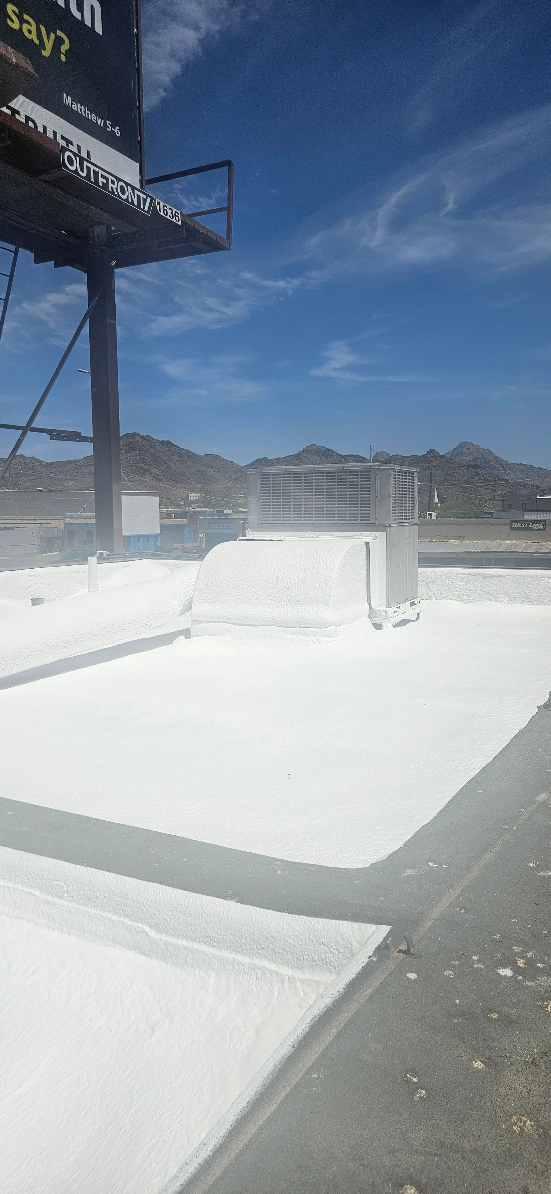 SPF foam roof install on a Phoenix commercial building