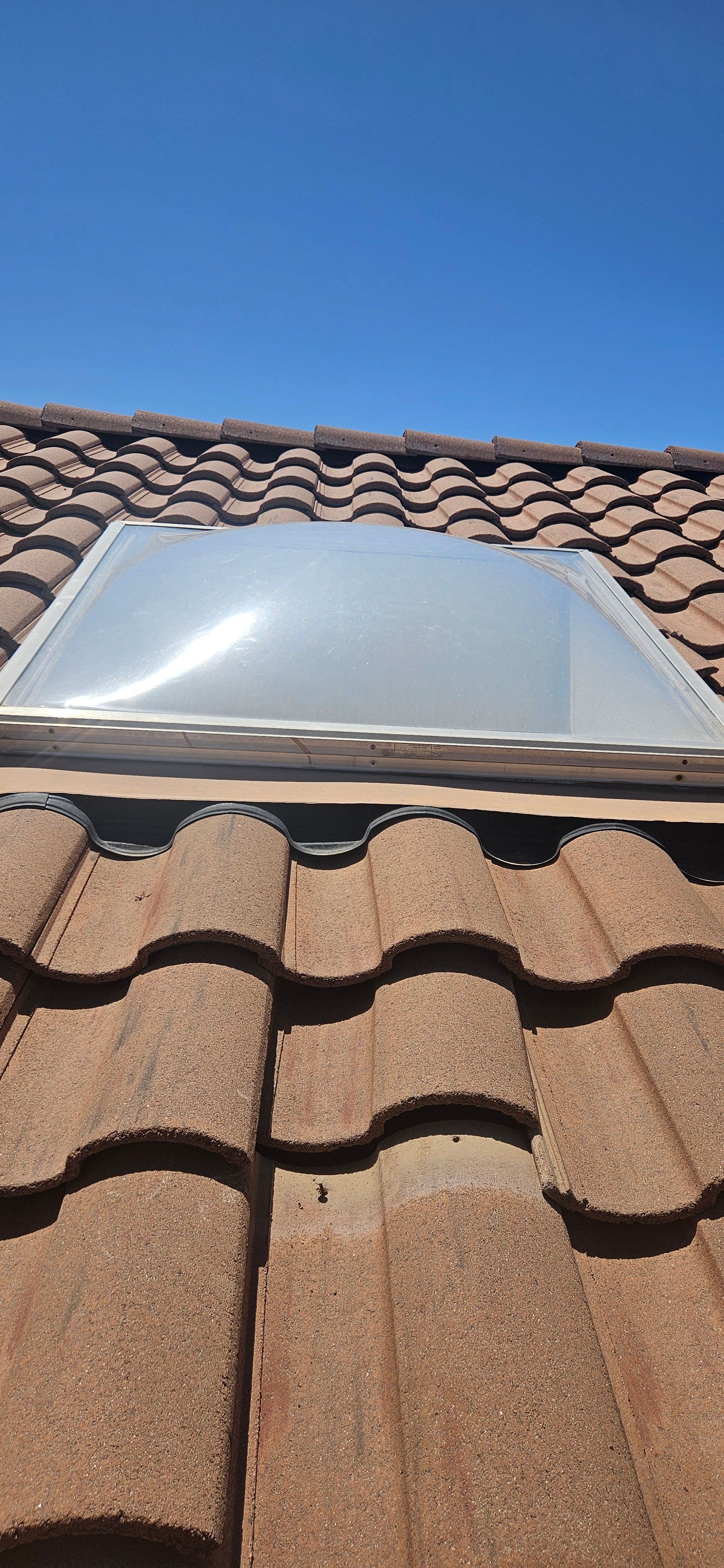 Phoenix skylight repair detailing foam roof damage being addressed.